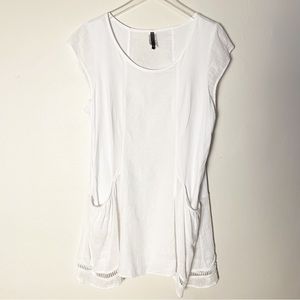 XCVI Linen & Cotton Lagenlook Tunic Top Creamy White XL